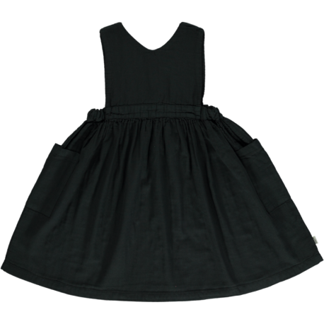 black pocket dress for girls, sleeveless and made from organic cotton
